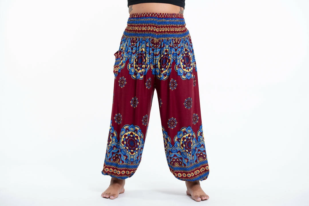 HaremPants.com Plus Size Lotus Mandalas Women's Harem Pants In Red 4 HaremPants.com Plus Size Lotus Mandalas Women's Harem Pants In Red