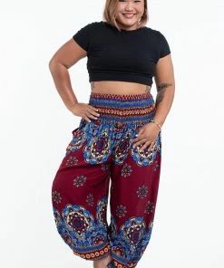 HaremPants.com Plus Size Lotus Mandalas Women's Harem Pants In Red