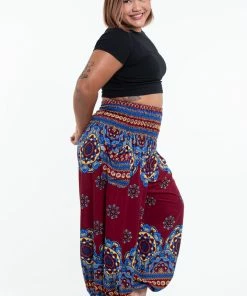 HaremPants.com Plus Size Lotus Mandalas Women's Harem Pants In Red 8 HaremPants.com Plus Size Lotus Mandalas Women's Harem Pants In Red