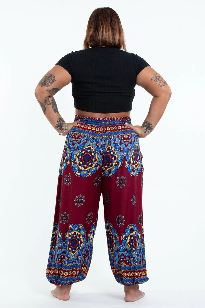 HaremPants.com Plus Size Lotus Mandalas Women's Harem Pants In Red 6 HaremPants.com Plus Size Lotus Mandalas Women's Harem Pants In Red