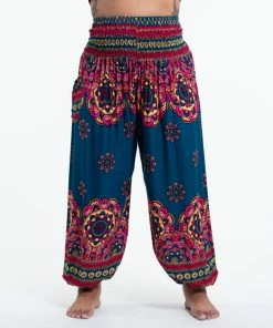 HaremPants.com Plus Size Lotus Mandalas Women's Harem Pants In Turquoise
