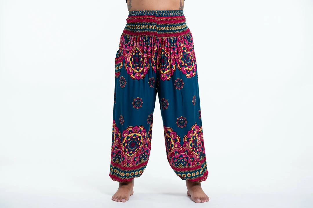 HaremPants.com Plus Size Lotus Mandalas Women's Harem Pants In Turquoise 4 HaremPants.com Plus Size Lotus Mandalas Women's Harem Pants In Turquoise