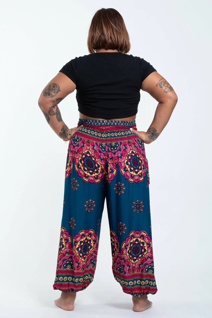 HaremPants.com Plus Size Lotus Mandalas Women's Harem Pants In Turquoise 6 HaremPants.com Plus Size Lotus Mandalas Women's Harem Pants In Turquoise