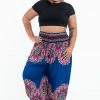 HaremPants.com Plus Size Peony Mandalas Women's Harem Pants In Blue