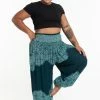HaremPants.com Plus Size Floral Mandalas Women's Harem Pants In Teal