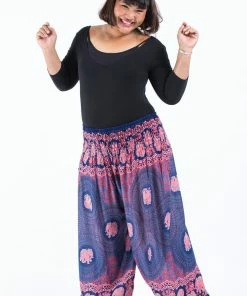 HaremPants.com Plus Size Mandala Elephant Women's Elephant Pants In Blue