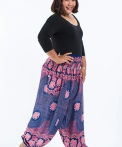 HaremPants.com Plus Size Mandala Elephant Women's Elephant Pants In Blue