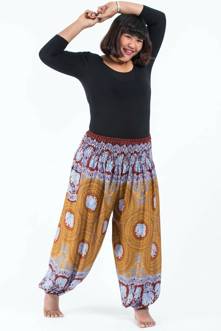 HaremPants.com Plus Size Mandala Elephant Women's Elephant Pants In Bronze 7 HaremPants.com Plus Size Mandala Elephant Women's Elephant Pants In Bronze