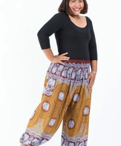 HaremPants.com Plus Size Mandala Elephant Women's Elephant Pants In Bronze 9 HaremPants.com Plus Size Mandala Elephant Women's Elephant Pants In Bronze