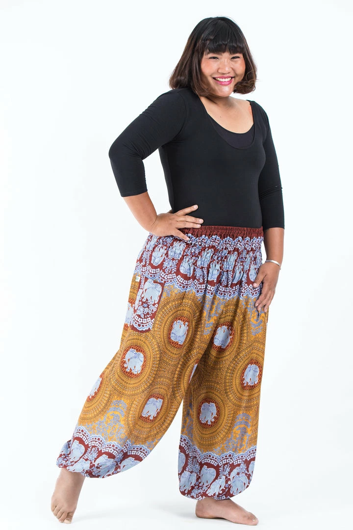 HaremPants.com Plus Size Mandala Elephant Women's Elephant Pants In Bronze 5 HaremPants.com Plus Size Mandala Elephant Women's Elephant Pants In Bronze