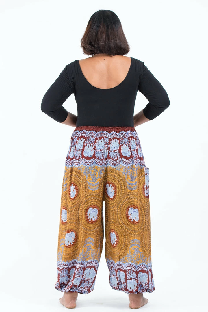 HaremPants.com Plus Size Mandala Elephant Women's Elephant Pants In Bronze 6 HaremPants.com Plus Size Mandala Elephant Women's Elephant Pants In Bronze