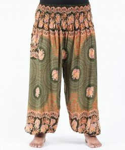 HaremPants.com Plus Size Mandala Elephant Women's Elephant Pants In Olive 8 HaremPants.com Plus Size Mandala Elephant Women's Elephant Pants In Olive