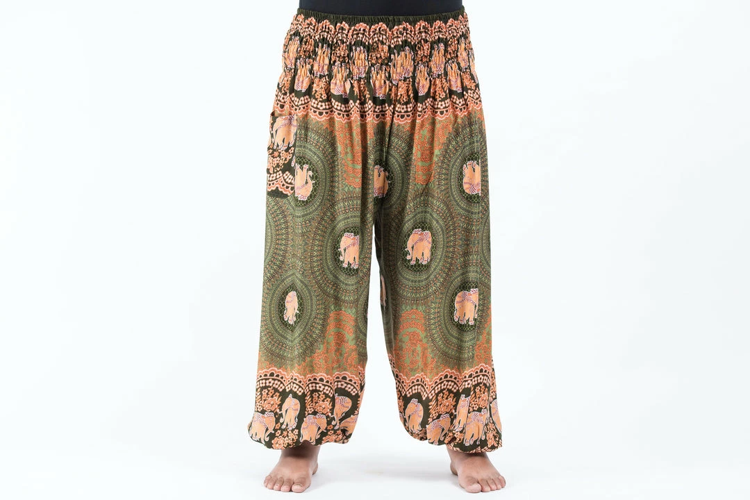 HaremPants.com Plus Size Mandala Elephant Women's Elephant Pants In Olive 4 HaremPants.com Plus Size Mandala Elephant Women's Elephant Pants In Olive