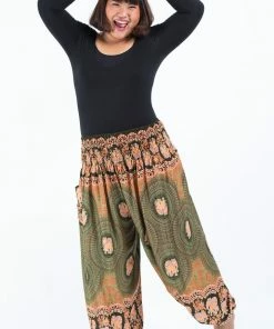 HaremPants.com Plus Size Mandala Elephant Women's Elephant Pants In Olive