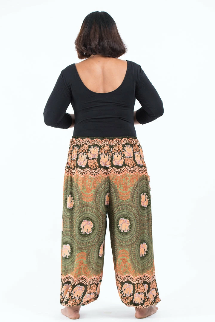 HaremPants.com Plus Size Mandala Elephant Women's Elephant Pants In Olive 6 HaremPants.com Plus Size Mandala Elephant Women's Elephant Pants In Olive