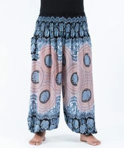 HaremPants.com Plus Size Mandala Elephant Women's Elephant Pants In Silver Gray