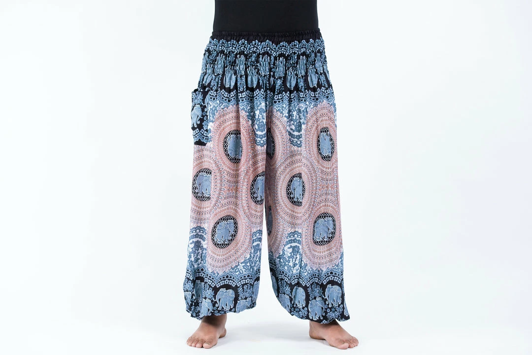 HaremPants.com Plus Size Mandala Elephant Women's Elephant Pants In Silver Gray 4 HaremPants.com Plus Size Mandala Elephant Women's Elephant Pants In Silver Gray