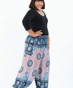HaremPants.com Plus Size Mandala Elephant Women's Elephant Pants In Silver Gray 7 HaremPants.com Plus Size Mandala Elephant Women's Elephant Pants In Silver Gray