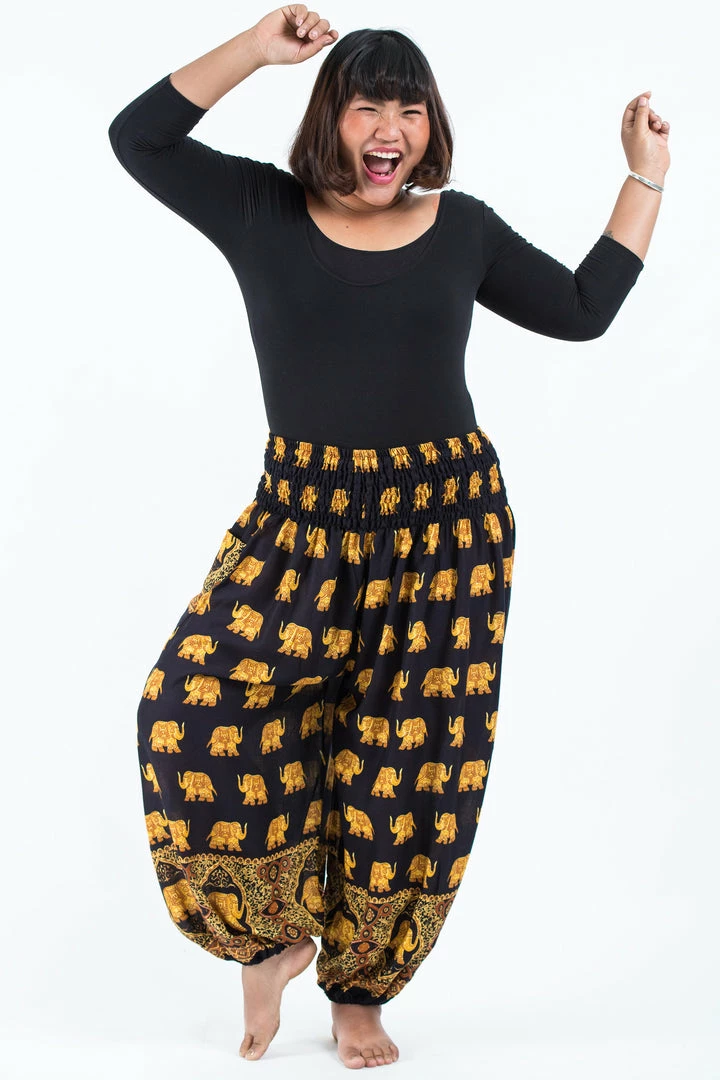 HaremPants.com Plus Size Golden Elephant Women's Elephant Pants In Black 3 HaremPants.com Plus Size Golden Elephant Women's Elephant Pants In Black