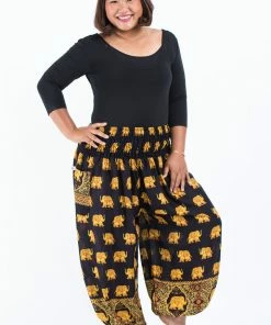 HaremPants.com Plus Size Golden Elephant Women's Elephant Pants In Black 11 HaremPants.com Plus Size Golden Elephant Women's Elephant Pants In Black