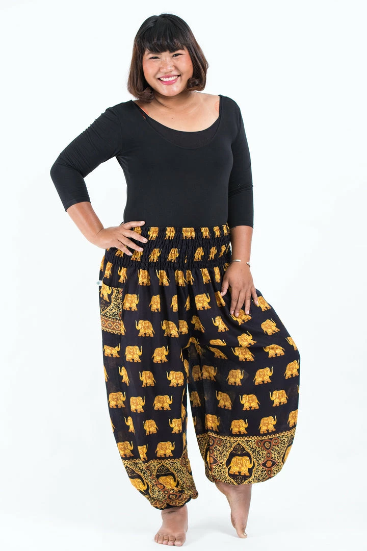 HaremPants.com Plus Size Golden Elephant Women's Elephant Pants In Black 7 HaremPants.com Plus Size Golden Elephant Women's Elephant Pants In Black