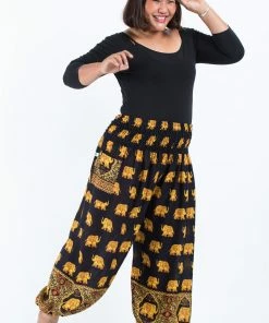 HaremPants.com Plus Size Golden Elephant Women's Elephant Pants In Black 9 HaremPants.com Plus Size Golden Elephant Women's Elephant Pants In Black