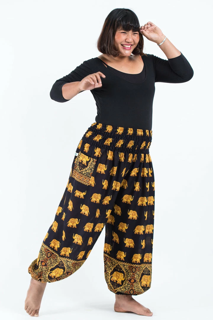 HaremPants.com Plus Size Golden Elephant Women's Elephant Pants In Black 5 HaremPants.com Plus Size Golden Elephant Women's Elephant Pants In Black