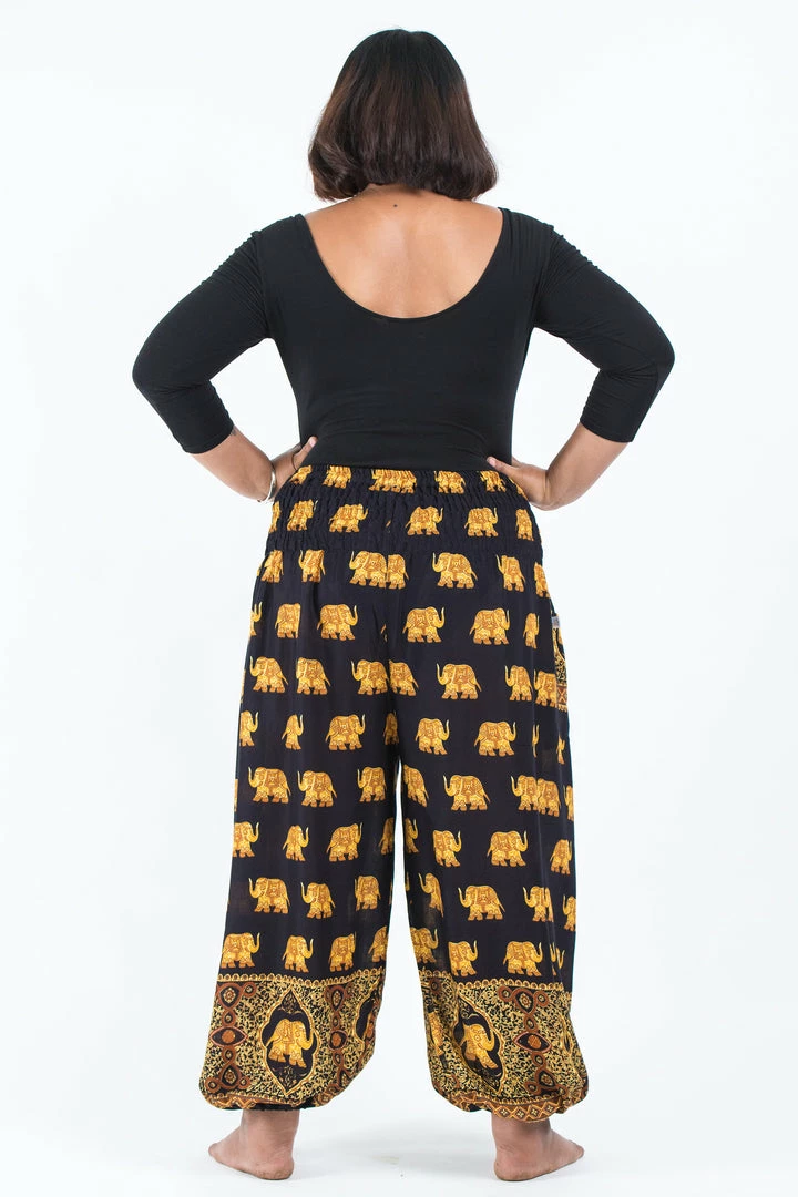 HaremPants.com Plus Size Golden Elephant Women's Elephant Pants In Black 6 HaremPants.com Plus Size Golden Elephant Women's Elephant Pants In Black