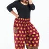 HaremPants.com Plus Size Golden Elephant Women's Elephant Pants In Maroon