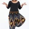 HaremPants.com Plus Size Peacock Elephant Women's Elephant Pants In Black