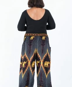 HaremPants.com Plus Size Peacock Elephant Women's Elephant Pants In Black