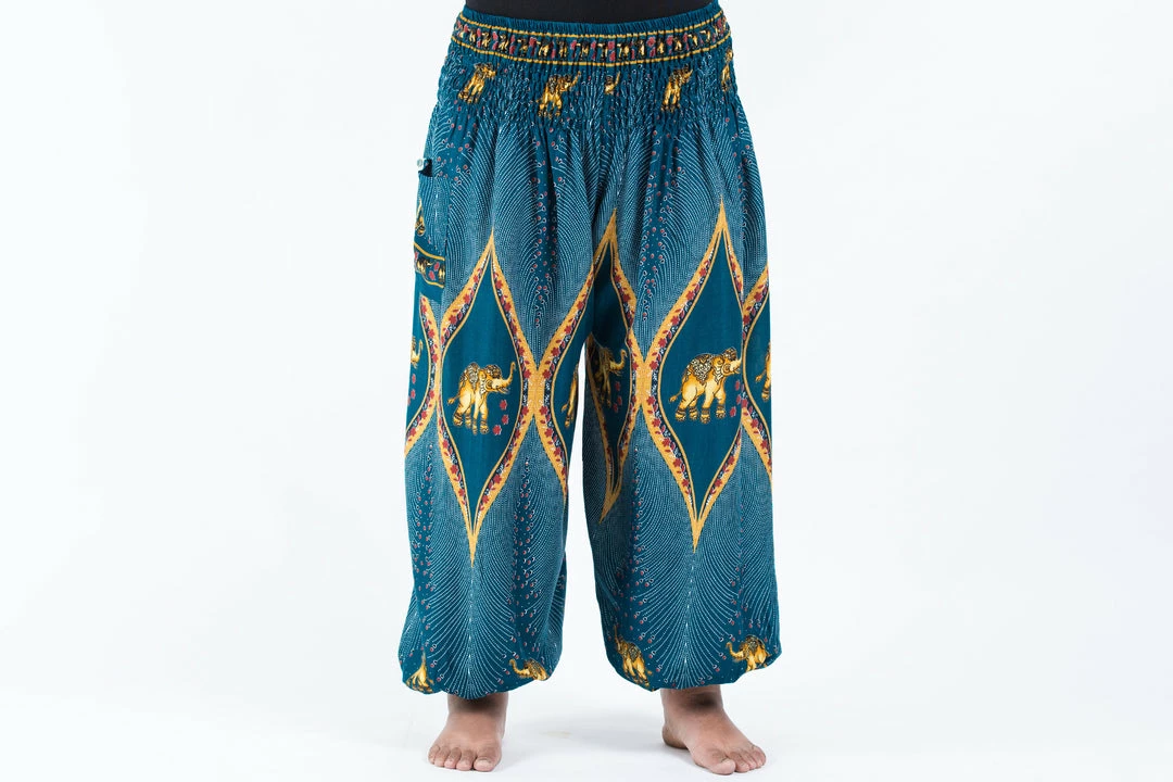 HaremPants.com Plus Size Peacock Elephant Women's Elephant Pants In Turquoise 4 HaremPants.com Plus Size Peacock Elephant Women's Elephant Pants In Turquoise