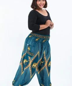 HaremPants.com Plus Size Peacock Elephant Women's Elephant Pants In Turquoise 9 HaremPants.com Plus Size Peacock Elephant Women's Elephant Pants In Turquoise