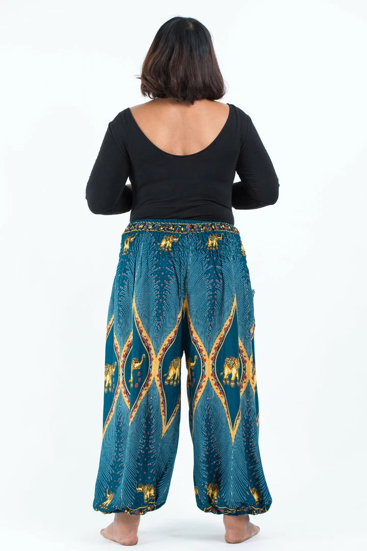HaremPants.com Plus Size Peacock Elephant Women's Elephant Pants In Turquoise 6 HaremPants.com Plus Size Peacock Elephant Women's Elephant Pants In Turquoise