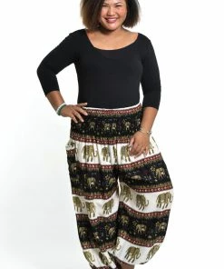 HaremPants.com Plus Size Elephant Bliss Women's Elephant Pants In Black