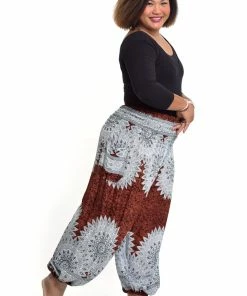HaremPants.com Plus Size Marble Mandalas Women's Harem Pants In Brown
