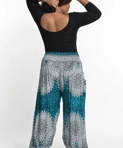 HaremPants.com Plus Size Marble Mandalas Women's Harem Pants In Turquoise