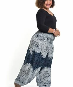 HaremPants.com Plus Size Marble Mandalas Women's Harem Pants In Indigo