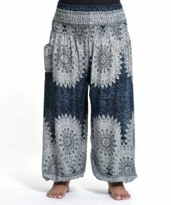 HaremPants.com Plus Size Marble Mandalas Women's Harem Pants In Indigo