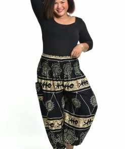 HaremPants.com Plus Size Turtle Print Women's Harem Pants In Gold