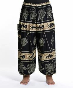 HaremPants.com Plus Size Turtle Print Women's Harem Pants In Gold