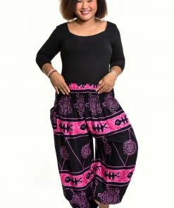 HaremPants.com Plus Size Turtle Print Women's Harem Pants In Pink