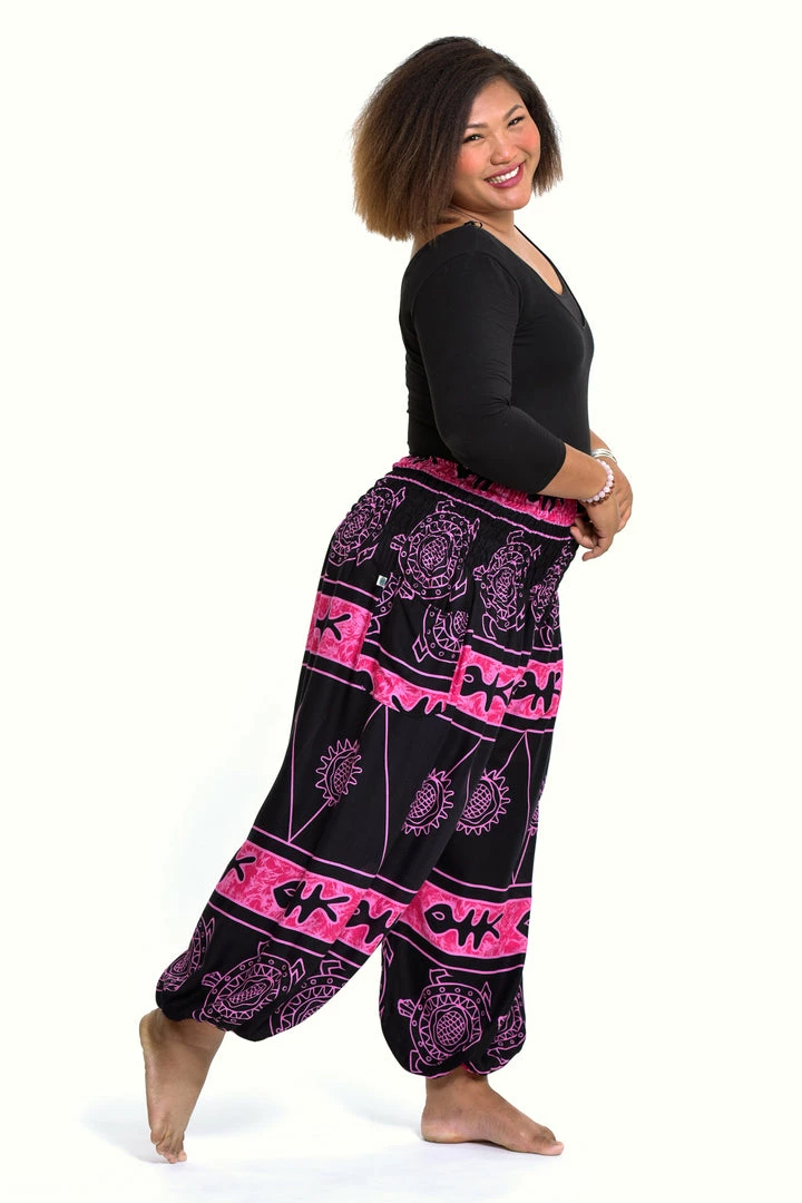 HaremPants.com Plus Size Turtle Print Women's Harem Pants In Pink 6 HaremPants.com Plus Size Turtle Print Women's Harem Pants In Pink