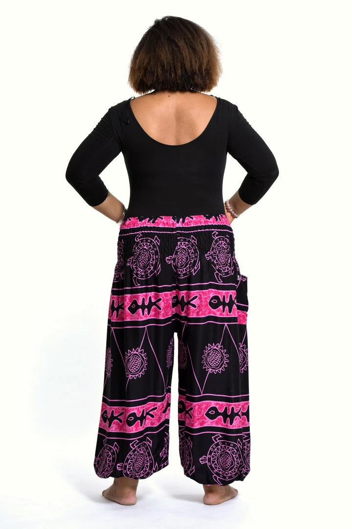 HaremPants.com Plus Size Turtle Print Women's Harem Pants In Pink 7 HaremPants.com Plus Size Turtle Print Women's Harem Pants In Pink