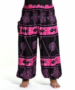HaremPants.com Plus Size Turtle Print Women's Harem Pants In Pink