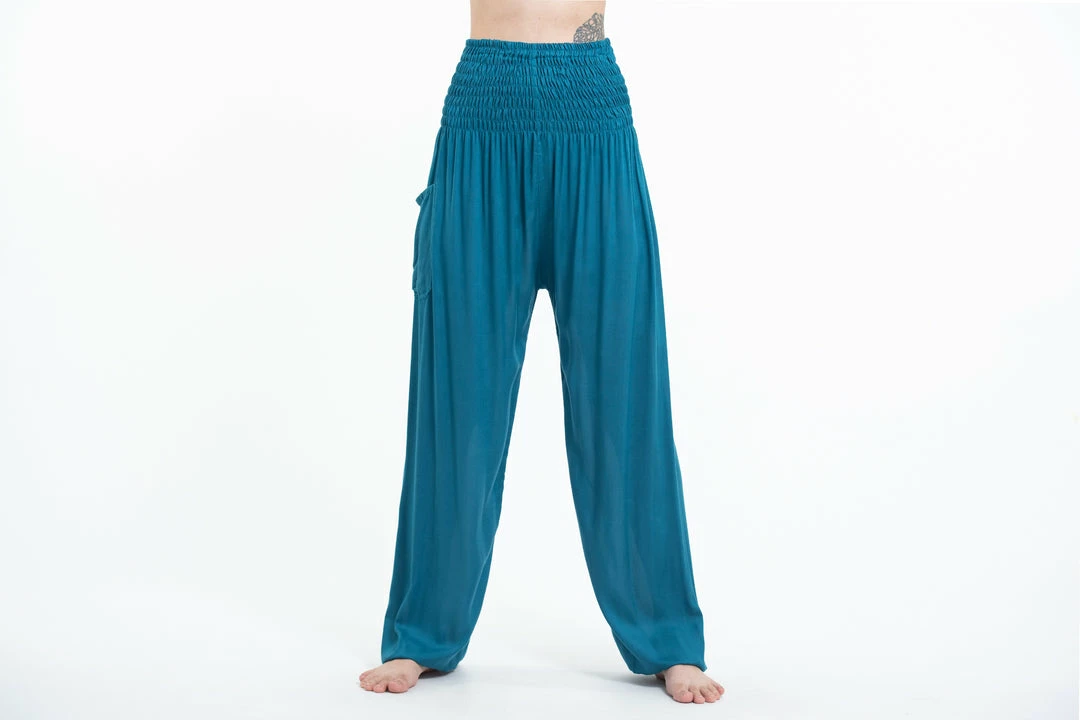 HaremPants.com Solid Color Women's Tall Harem Pants In Aqua Blue 4 HaremPants.com Solid Color Women's Tall Harem Pants In Aqua Blue