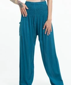 HaremPants.com Solid Color Women's Tall Harem Pants In Aqua Blue