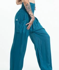 HaremPants.com Solid Color Women's Tall Harem Pants In Aqua Blue 8 HaremPants.com Solid Color Women's Tall Harem Pants In Aqua Blue