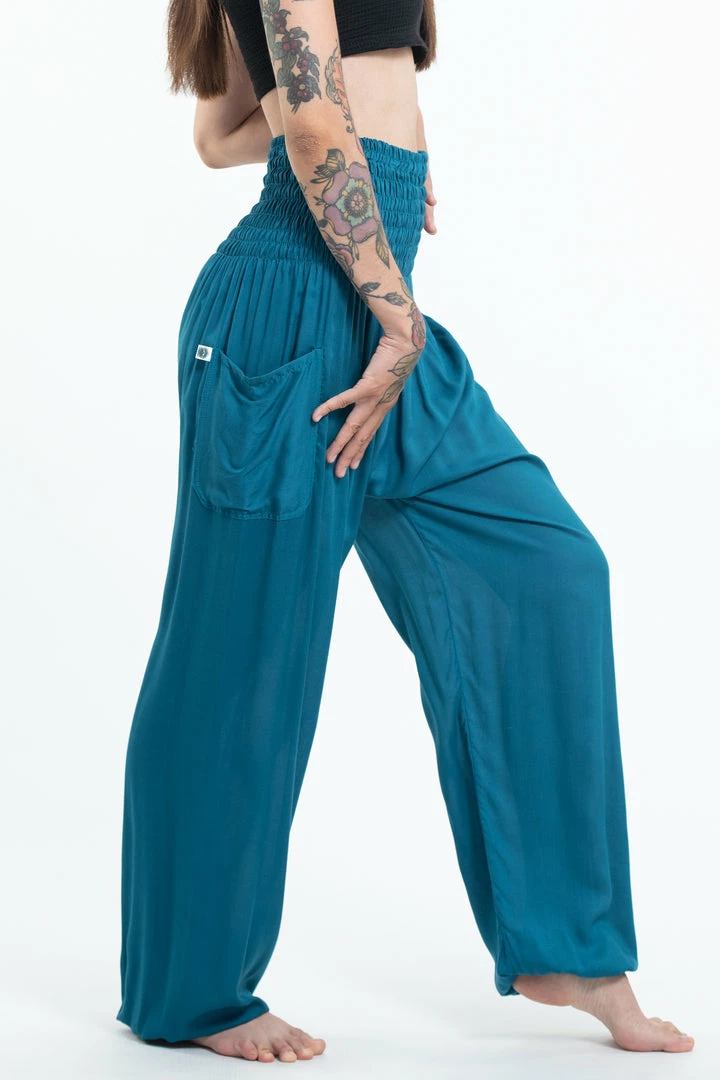 HaremPants.com Solid Color Women's Tall Harem Pants In Aqua Blue 5 HaremPants.com Solid Color Women's Tall Harem Pants In Aqua Blue