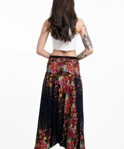 HaremPants.com Women's Floral Jumpsuit Harem Pants In Black